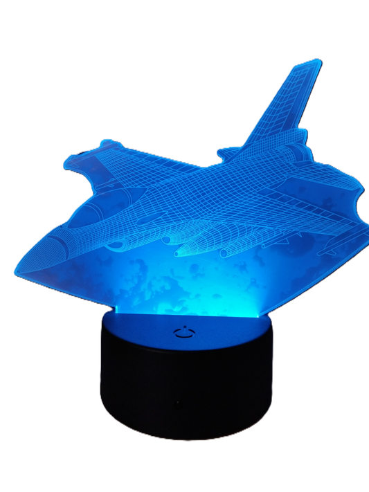 Lampara de Mesa Acrílica LED RGB Avión de Combate